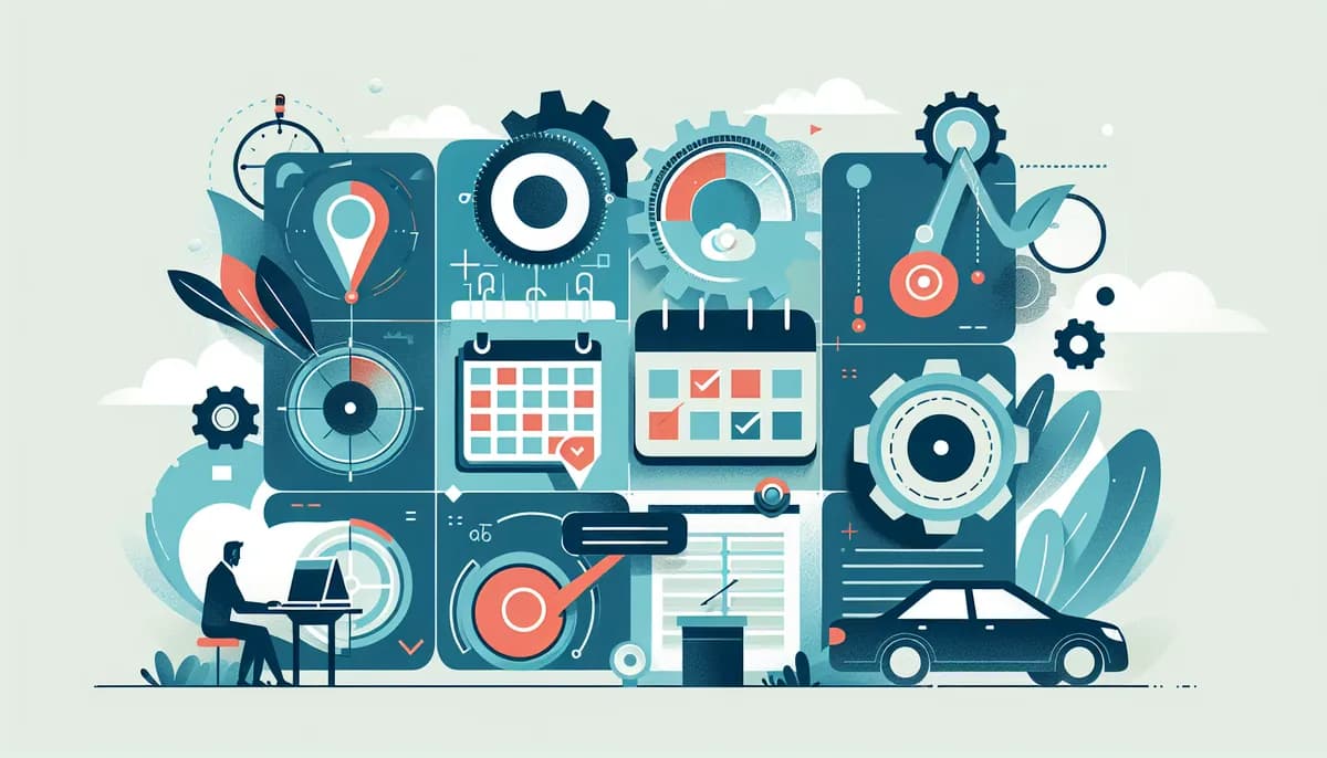 Illustration showing auto repair calendar integration concepts for auto repair shop businesses — visual guide to real-time booking sync with scheduling software