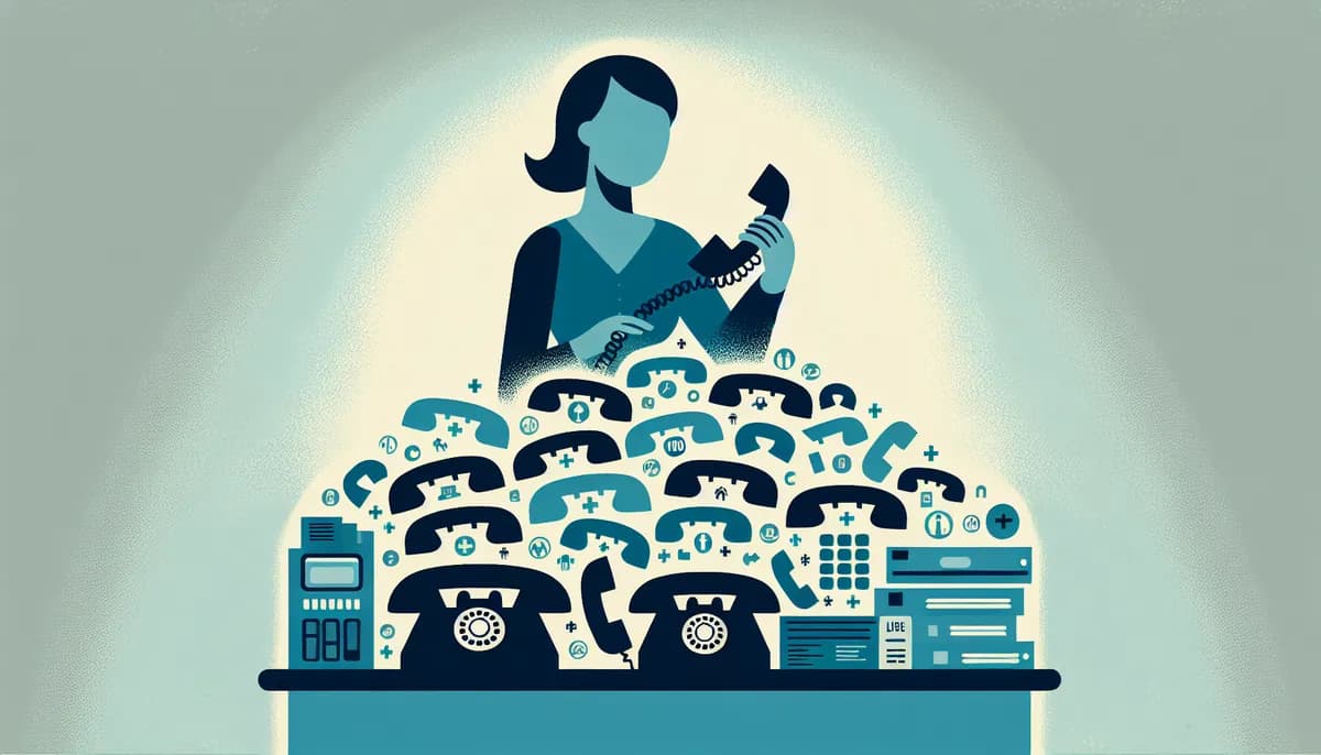 Illustration showing physical therapy clinic phone answering concepts for physical therapy clinic businesses — visual guide to handling coverage questions before appointments
