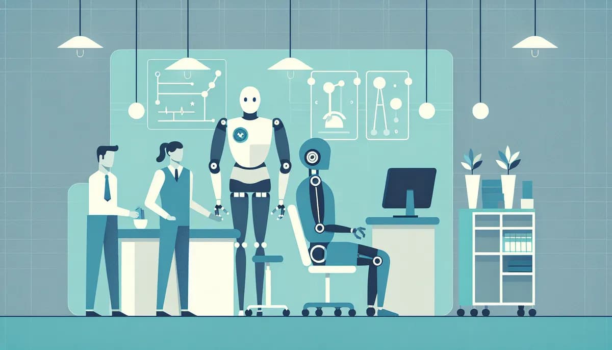 Illustration showing ai answering service comparison concepts for physical therapy clinic businesses — visual guide to combining human staff with ai for best results