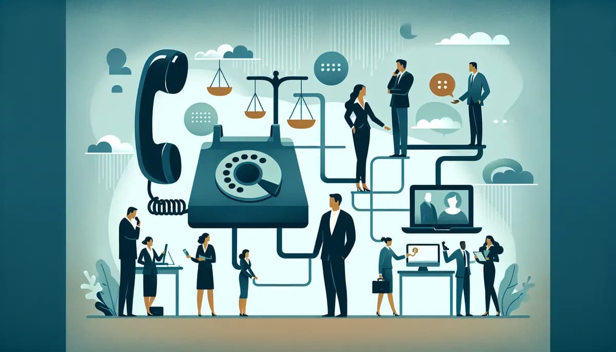 Illustration showing phone system crm integration concepts for law firm businesses — visual guide to combining human staff with ai for best results