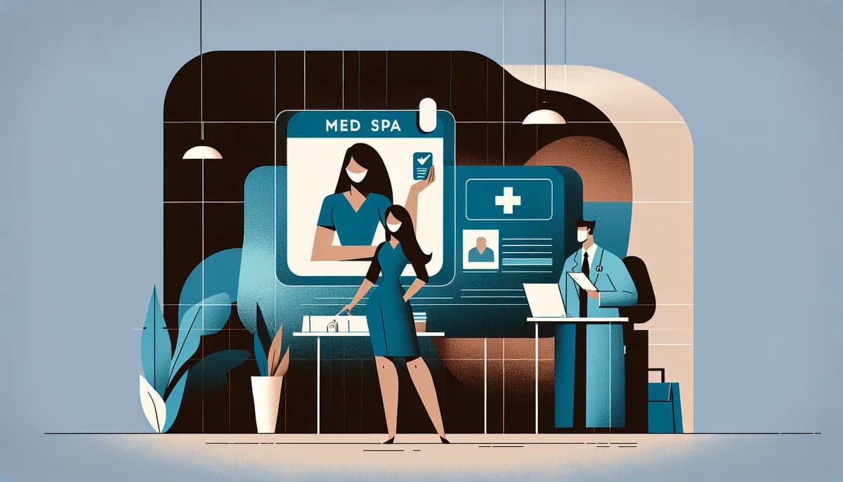 Illustration showing med spa insurance verification concepts for med spa businesses — visual guide to handling coverage questions before appointments