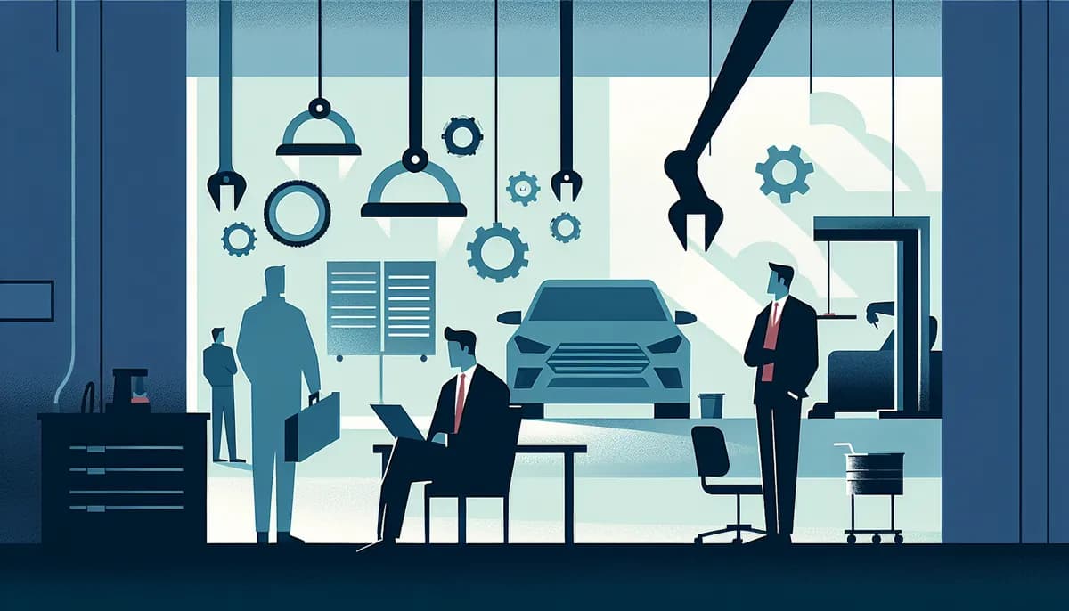 Illustration showing auto repair shop wait time reduction concepts for auto repair shop businesses — visual guide to identifying and fast-tracking urgent calls