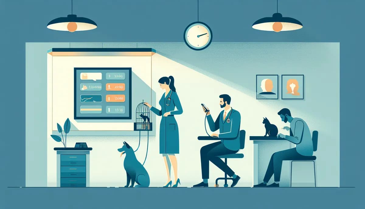 Illustration showing veterinary clinic callback management concepts for veterinary clinic businesses — visual guide to making phone booking easy for all customers