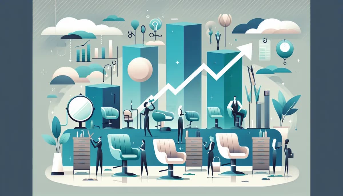 Illustration showing scaling salon operations concepts for hair salon businesses — visual guide to growing capacity without adding front desk staff