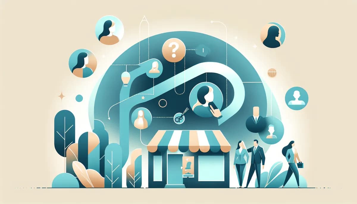 Illustration showing new salon client conversion concepts for hair salon businesses — visual guide to first impressions and converting first-time callers