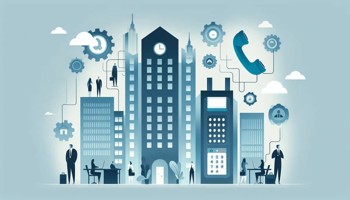 Illustration showing real estate centralized phone management concepts for real estate agency businesses — visual guide to managing high call volume during busy periods