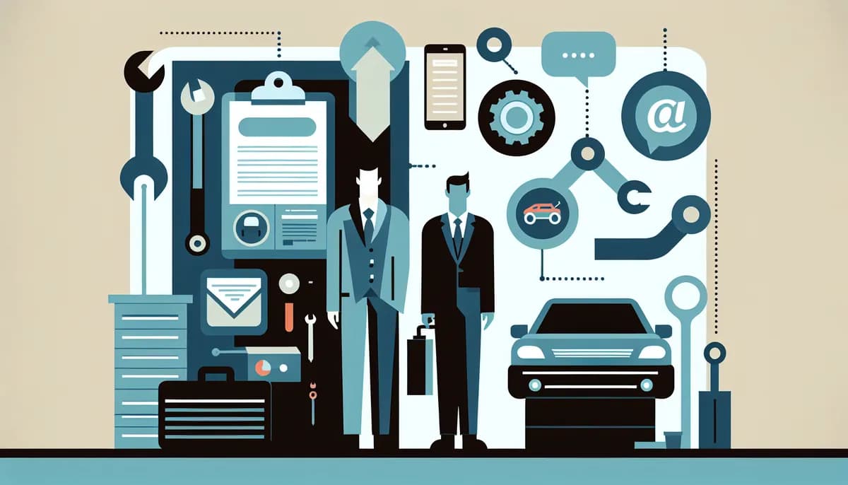 Illustration showing auto repair follow-up strategy concepts for auto repair shop businesses — visual guide to reaching new customer segments through better phone presence