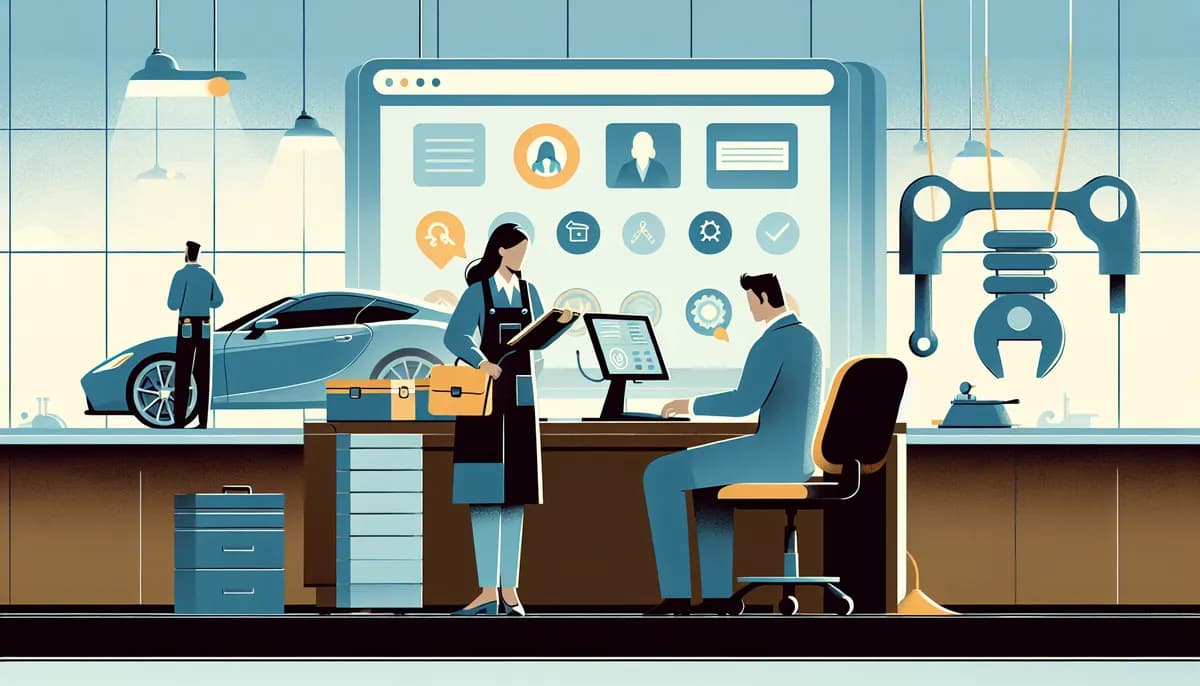 Illustration showing auto repair phone crm integration concepts for auto repair shop businesses — visual guide to traditional services vs modern ai solutions