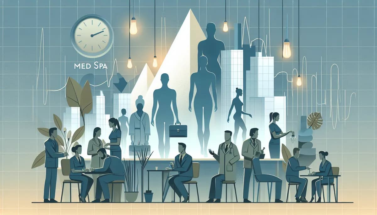 Illustration showing med spa peak hour management concepts for med spa businesses — visual guide to first impressions and converting first-time callers