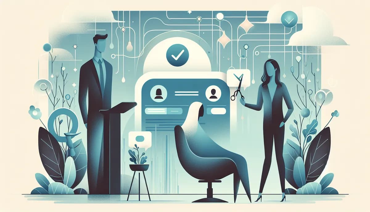 Illustration showing hair salon booking process concepts for hair salon businesses — visual guide to how to reduce scheduling friction and fill more slots