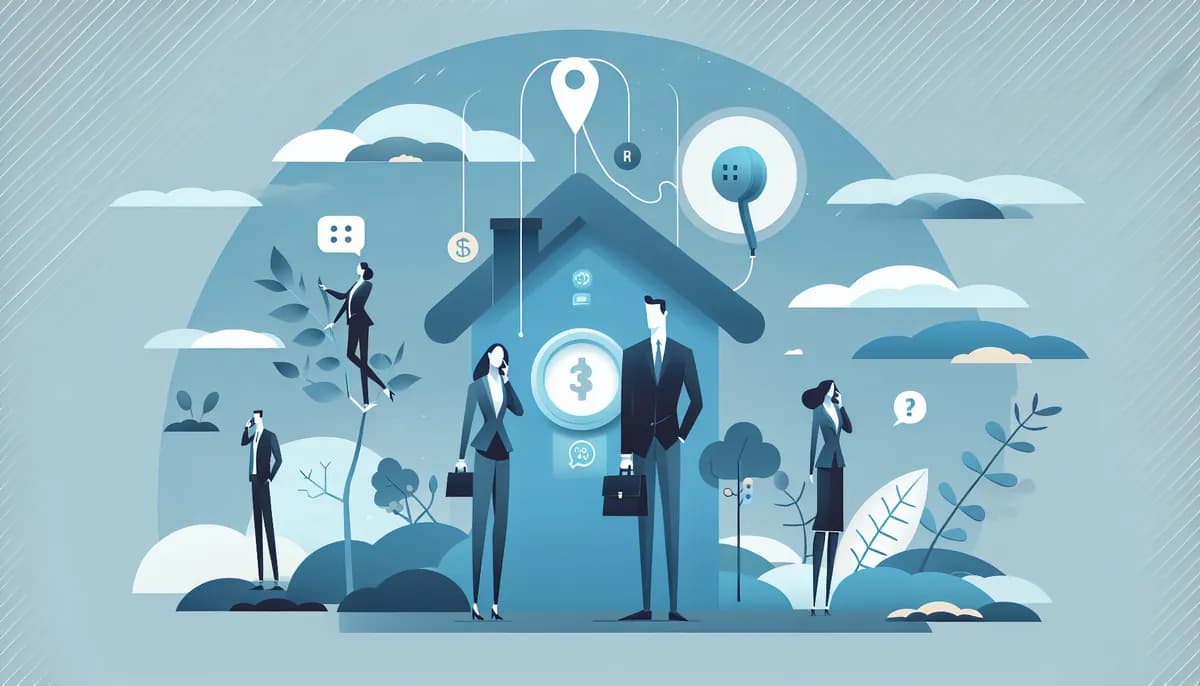 Illustration showing real estate phone interactions concepts for real estate agency businesses — visual guide to strategies to minimize missed appointments and cancellations