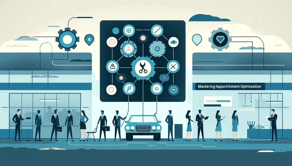 Illustration showing appointment optimization auto repair concepts for auto repair shop businesses — visual guide to appointment optimization auto repair