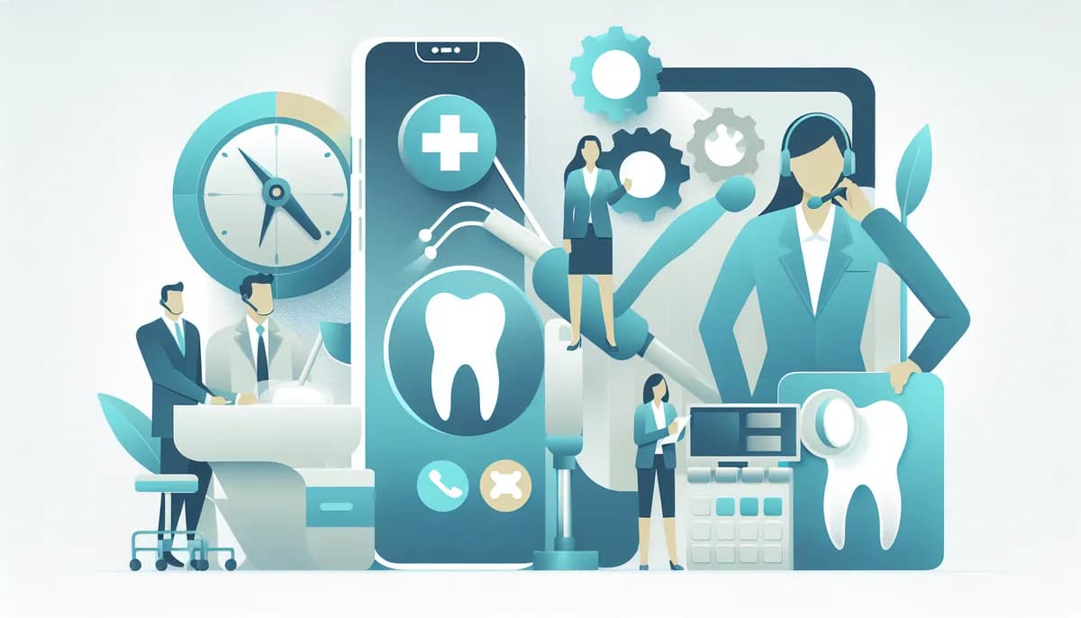 Illustration showing dental office peak hour calls concepts for dental practice businesses — visual guide to managing high call volume during busy periods