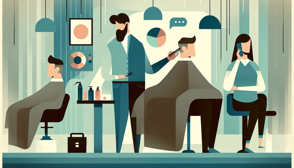 Illustration showing salon phone upselling concepts for hair salon businesses — visual guide to increasing average ticket through phone interactions
