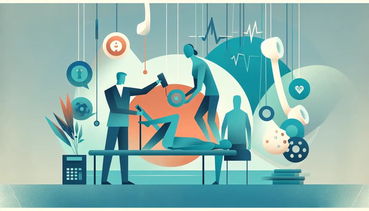Illustration showing physical therapy clinic follow-up scheduling concepts for physical therapy clinic businesses — visual guide to educating callers about offerings over the phone
