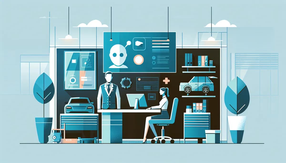 Illustration showing ai receptionist auto repair concepts for auto repair shop businesses — visual guide to ai receptionist auto repair