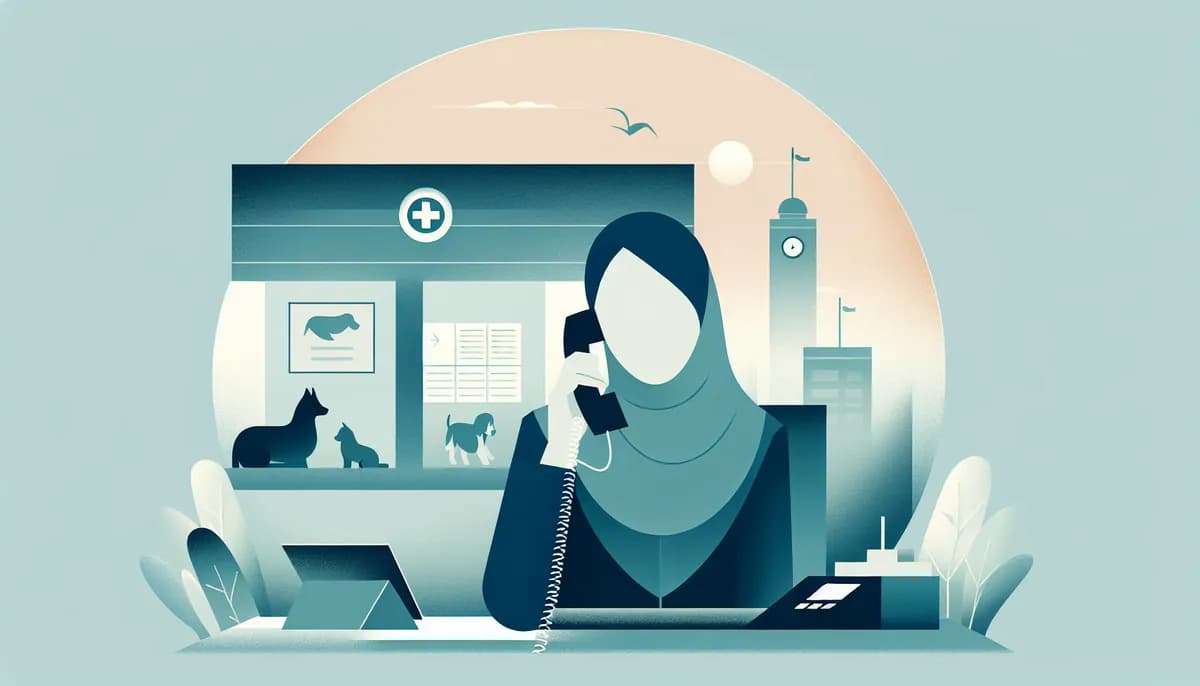 Illustration showing veterinary clinic phone answering concepts for veterinary clinic businesses — visual guide to answering questions and booking on the first call
