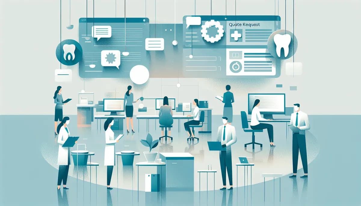 Illustration showing dental practice quote requests concepts for dental practice businesses — visual guide to managing estimate inquiries efficiently