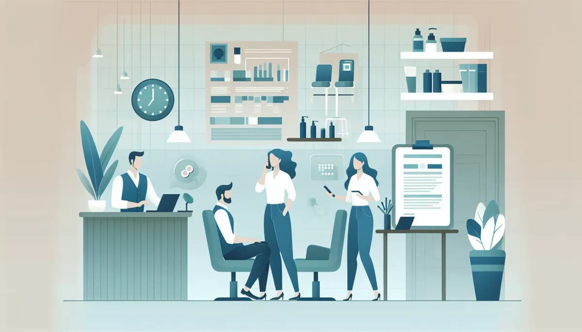 Illustration showing salon phone booking optimization concepts for hair salon businesses — visual guide to turning more inquiries into booked appointments